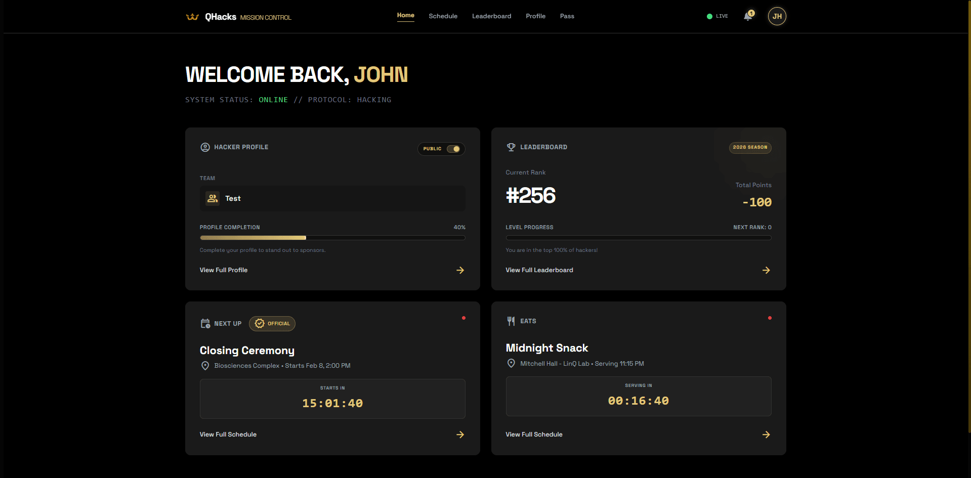 Hacker dashboard
