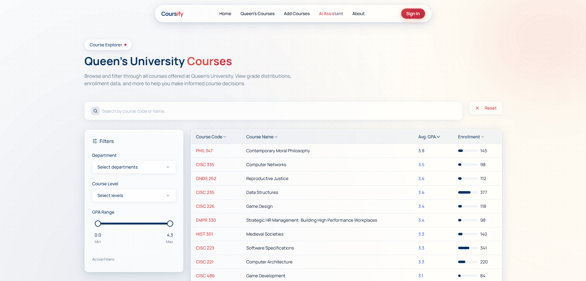 Course search