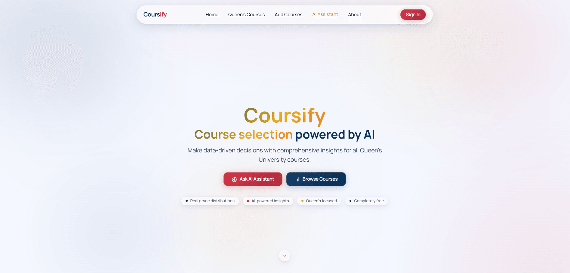 Coursify landing page